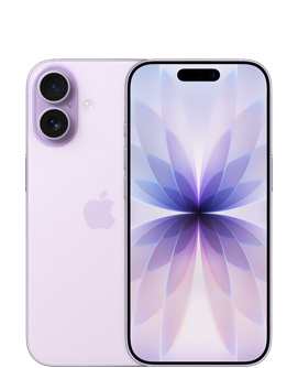 iPhone 17, arkadan dış görünüm, lavanta rengi, sol üstte Dual Fusion Kamera Sistemi, ortada Apple logosu, önden dış görünüm, lavanta rengi, Dynamic Island tepede ortalanmış