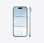 天藍色 iPhone Air，機身正面展示頂部中間的動態島，機身側面展示超纖薄外型、側邊按鈕、相機控制按鈕